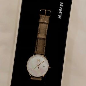 MVMT tan and white marble / pearl watch